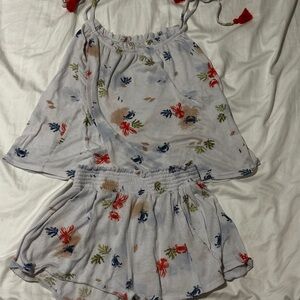 Marshalls Floral Pajama Set - White with Red and Green Accents